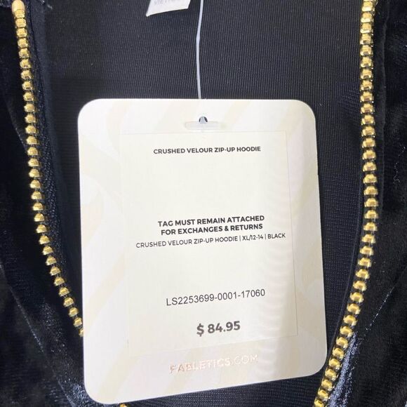 Fabletics Crushed Velour Zip-Up Black Hoodie Women’s XL - Picture 6 of 8